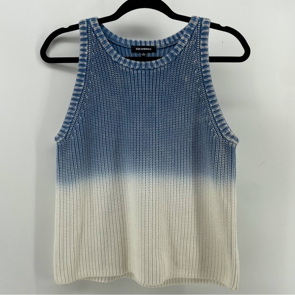 525 America Sweater Vest Blue White Ombre Knit 100% Cotton M - Picture 1 of 9